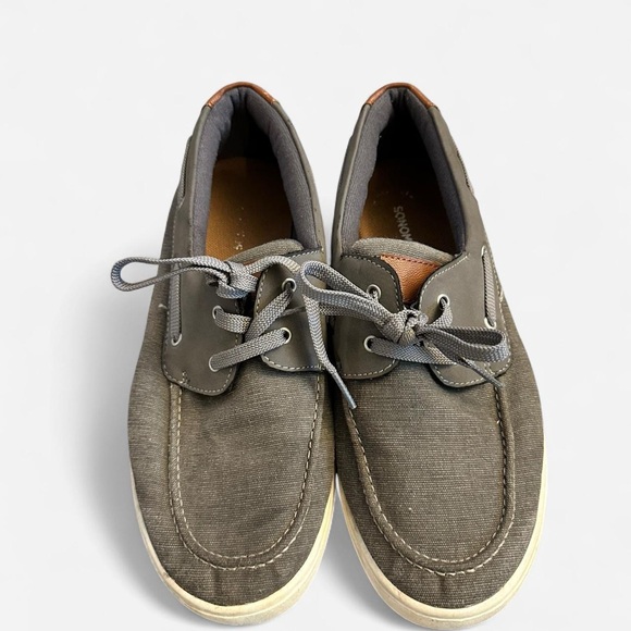 Gray Tan lace-up canvas Boating Shoes Loafers | boys school shoes - Picture 1 of 6